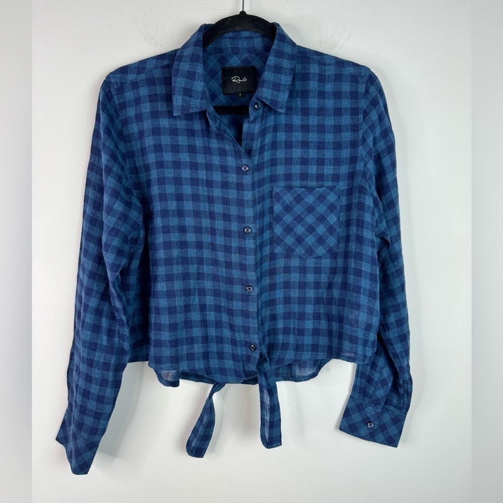 Rails Val Tie Front Shirt Linen In Indigo Coast Small - Picture 2 of 8